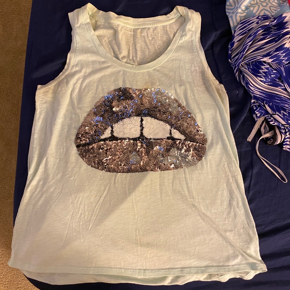 Lip sequin tank top